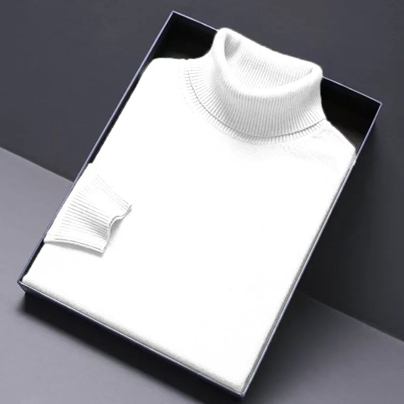 Animal Game Turtleneck Knitwear Luxury Men's Sweater Long Fit Pullover Sweaters Solid Color Men Streetwear Warm Cold Blouse