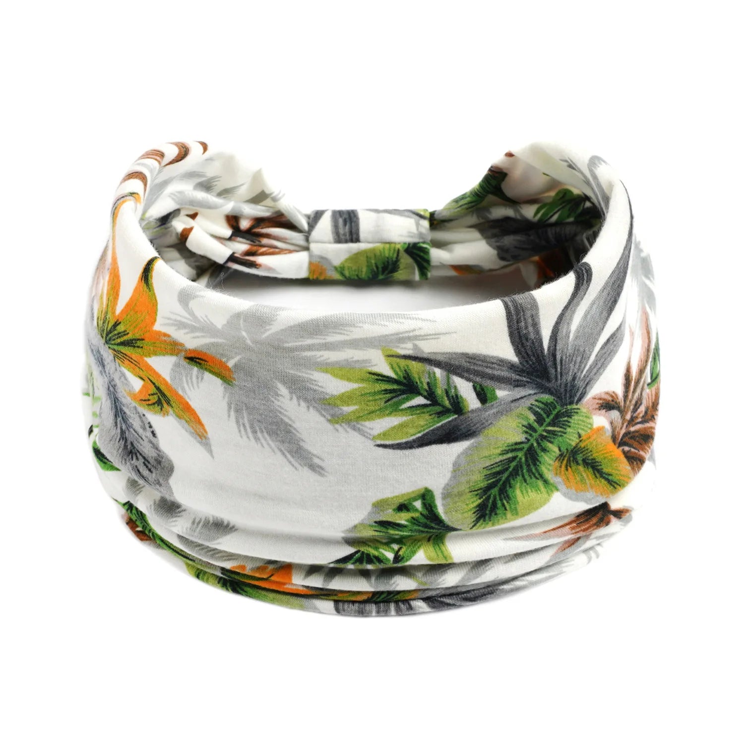 Boho Wide Knot Floral Cotton Headband | Stretch Turban Hair Scarf for Women