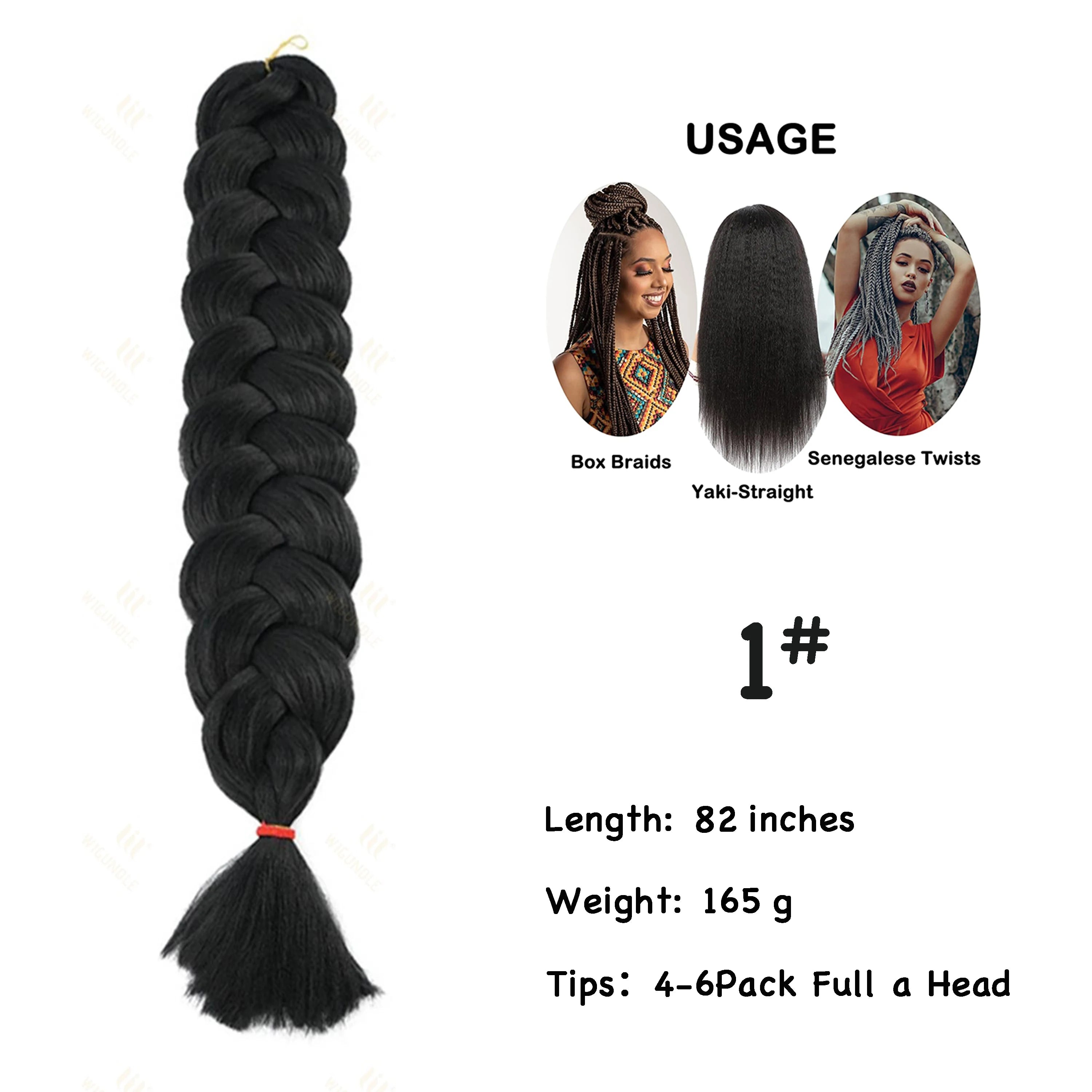 Wigundle Jumbo Braiding Hair Extension 82Inch High Temperature Synthetic Braid For Women Twist Box Braids Crochet Hair