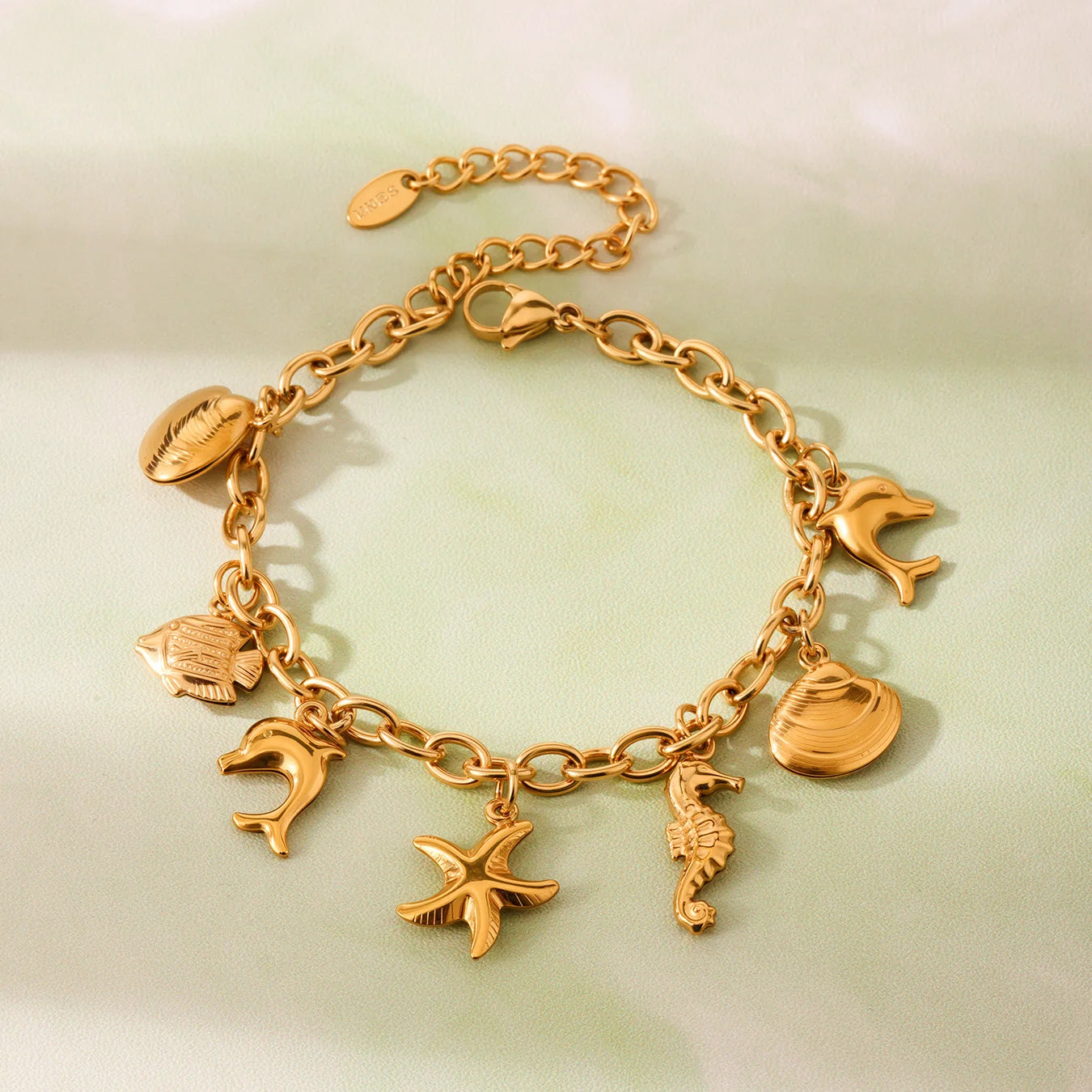 18K Gold-Plated Starfish Dolphin Shell Bracelet | 316 Stainless Steel Women’s Trend Jewelry 2025
