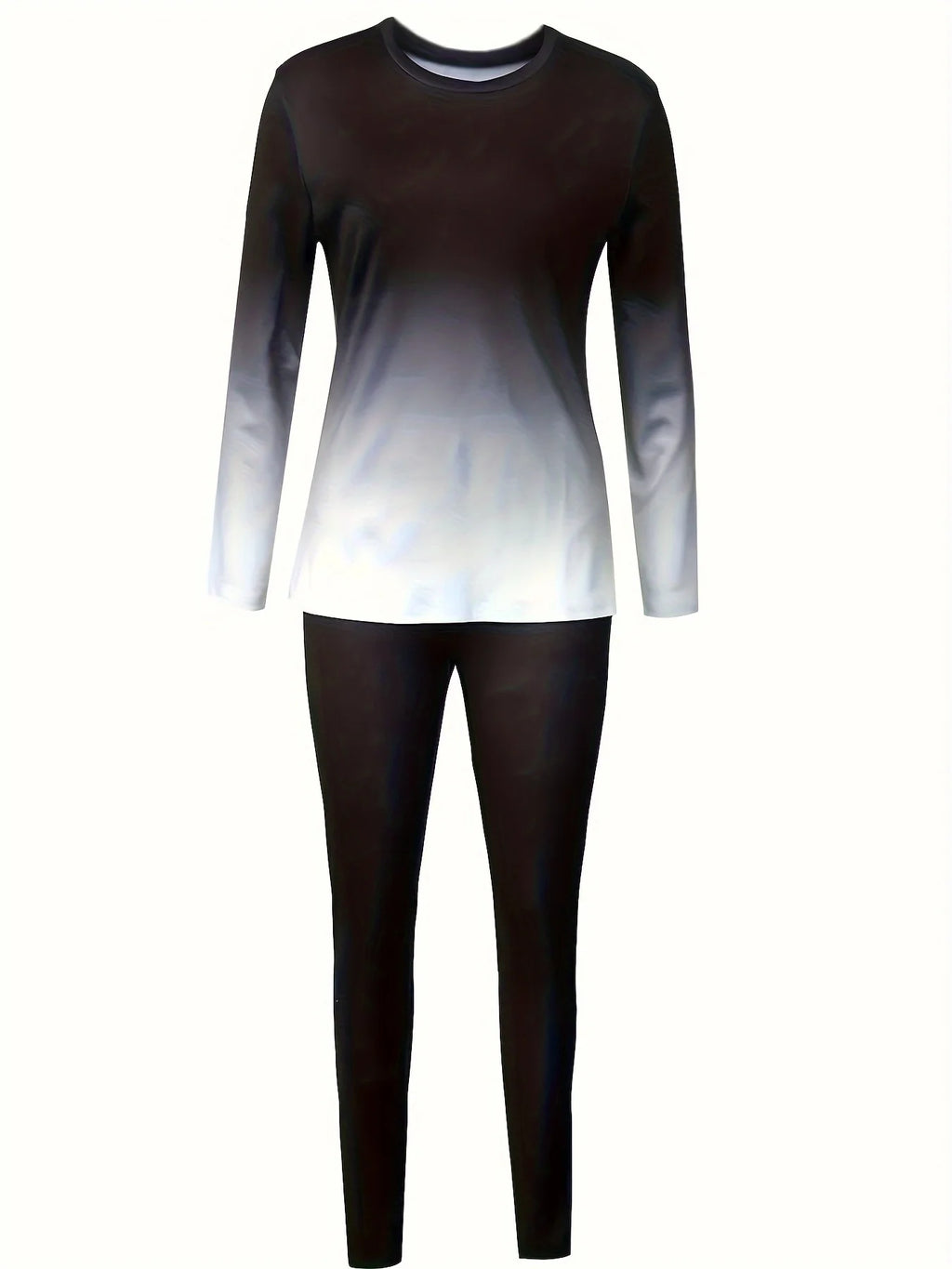 Plus size European and American cross-border spring and autumn new round neck gradient long sleeve trousers casual suit