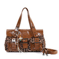 Venn Angel PU Handbg Women's Leopard Shoulder Bag Soft Fashion Tote Large Capacity Crossbody Shoulder Bag Bronze Handbag Purse