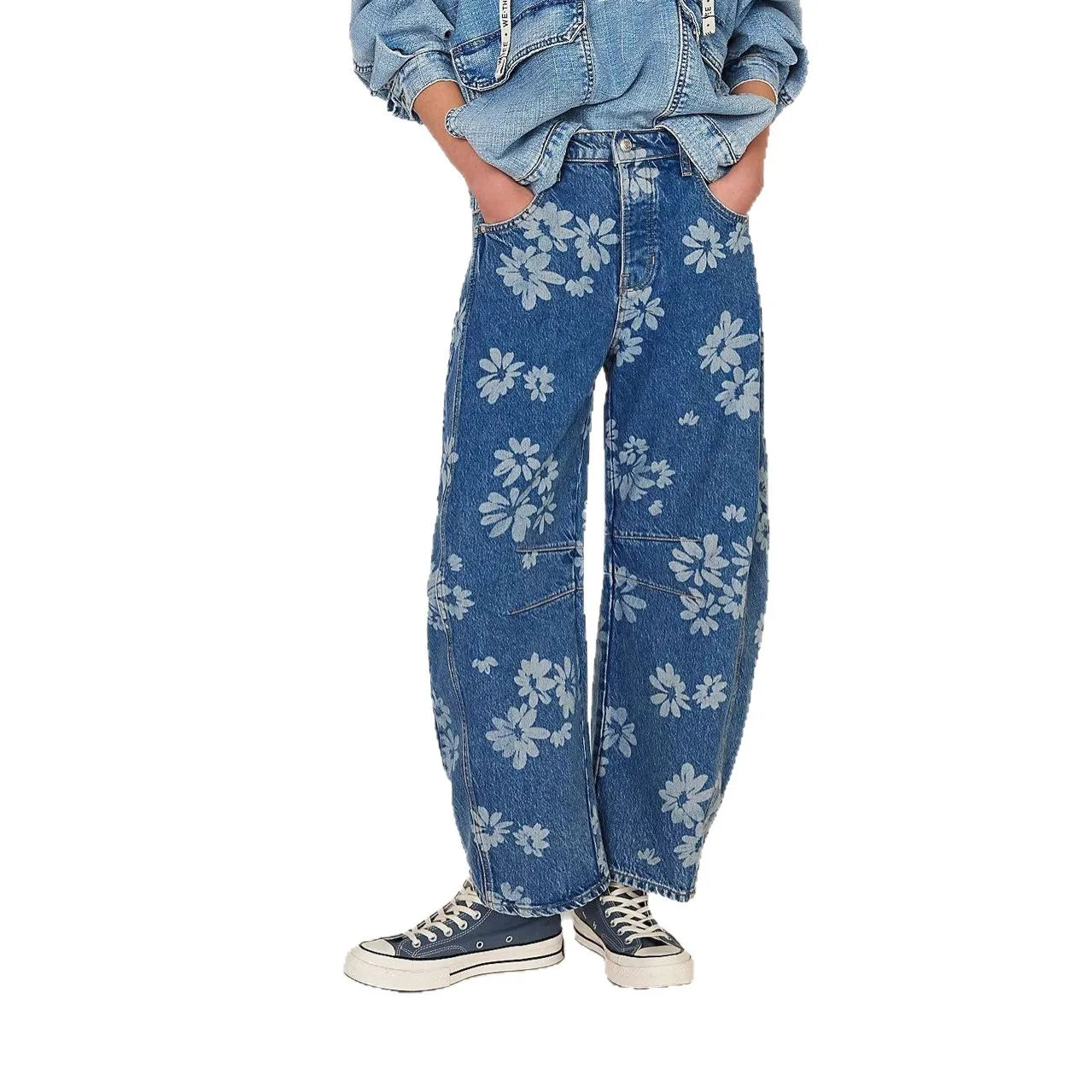 Loose Women's Jeans 2025 Spring Cross-Border Ebay Street Style Low Waist Tapered Denim Cotton Polyester Blend Nine-Piece Pants