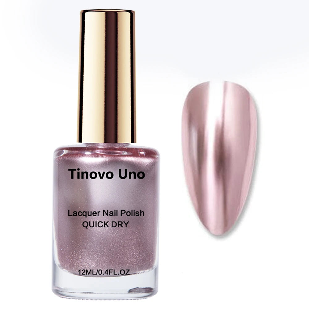 Tinovo Uno Nail Polish Metallic Rose Gold Nail Strengthener Fast Drying Mirror Normal Nails Lacquer Varnish for Manicure Nailart