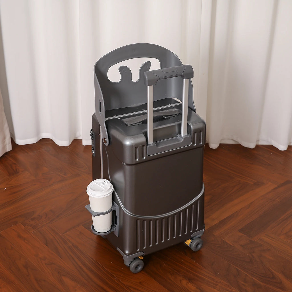 BunnyFly Kid Mom Suitcase with Seat for Children Can Sit To Ride Trolley Luggage Baby Travel Carry Case Multifunction Boardable