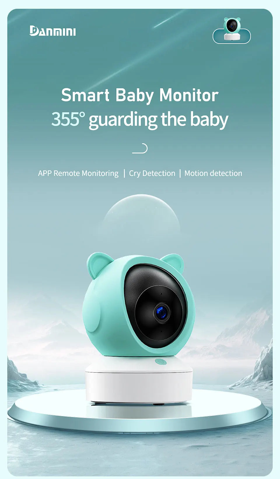 DANMINI 5" Tuya Smart Baby Monitor | 2K HD WiFi Remote Camera