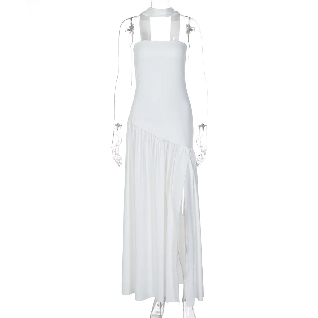 Giyu Sexy Evening Party Dresses Women 2025 Autumn Summer Maxi Long Dress Elegant Strapless Split Backless Pleated Dress