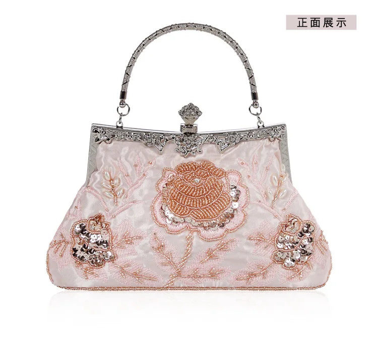 Retro Handmade Beaded Embroidered Dinner Bag Chic Festive Bride Bolsos Lujosos Marcas Famosas Luxury Designer Bags High Quality