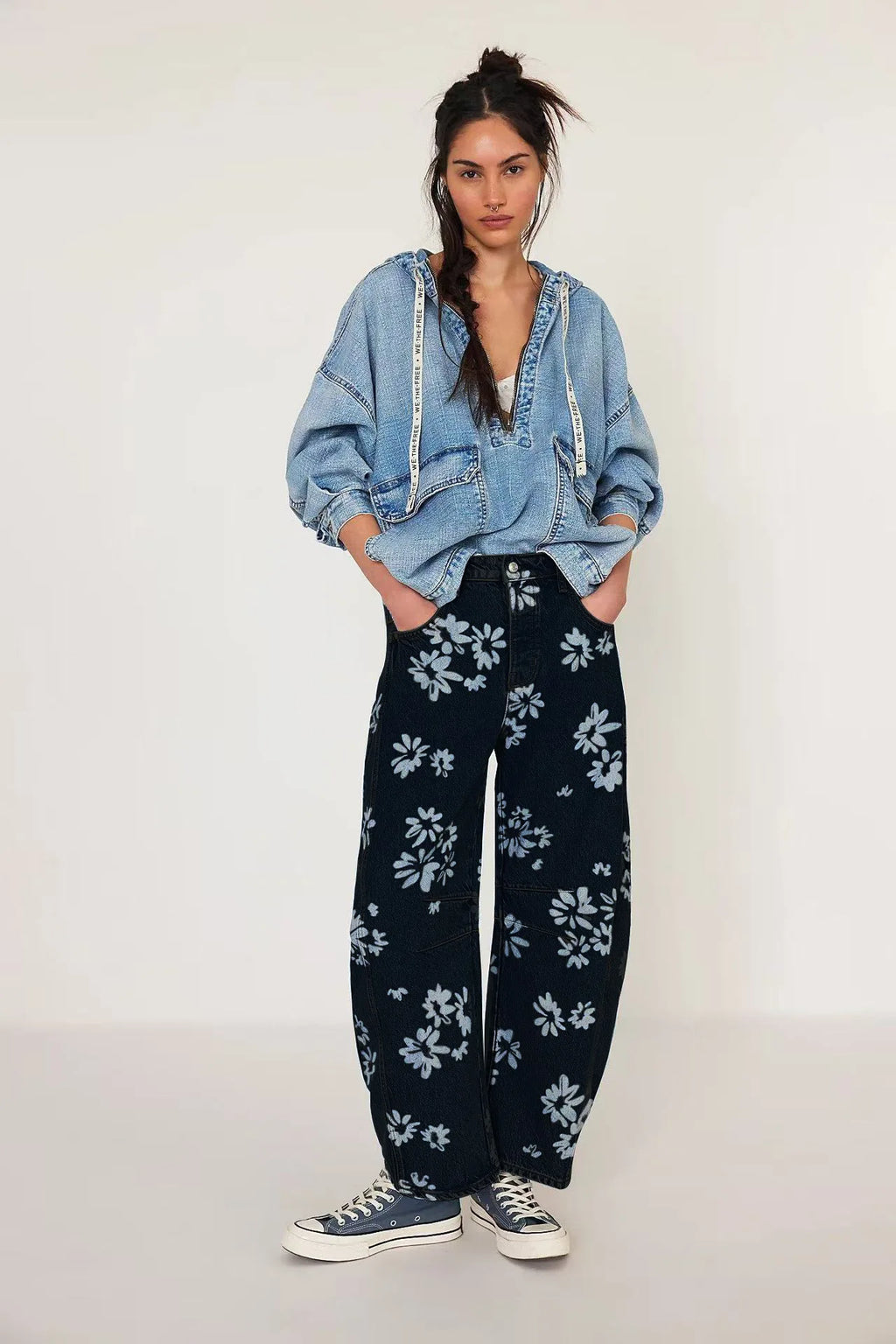 Loose Women's Jeans 2025 Spring Cross-Border Ebay Street Style Low Waist Tapered Denim Cotton Polyester Blend Nine-Piece Pants