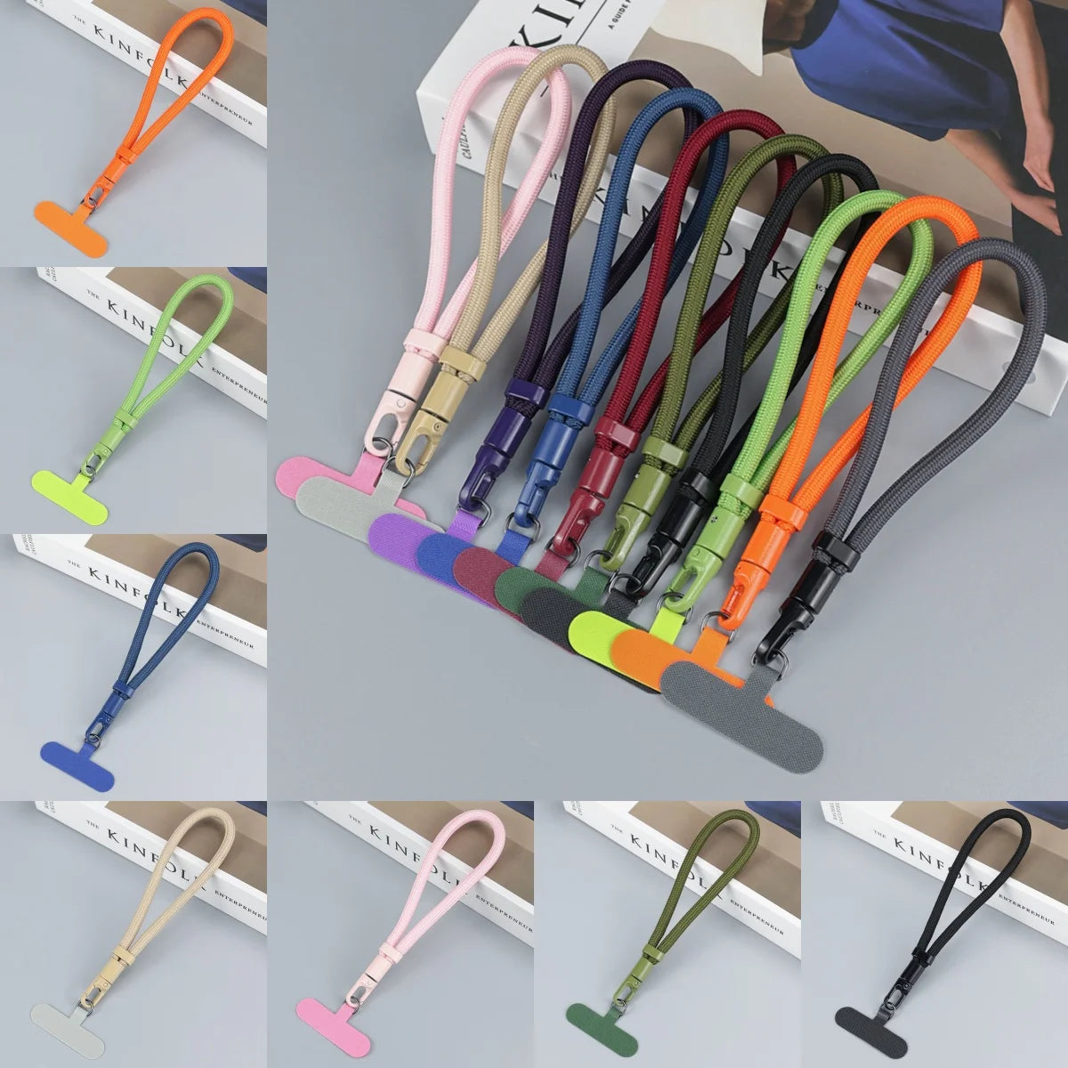 Universal Adjustable Mobile Phone Lanyard Short Wrist Strap with Self-locking Anti-drop Design Durable Polyester Phone Strap