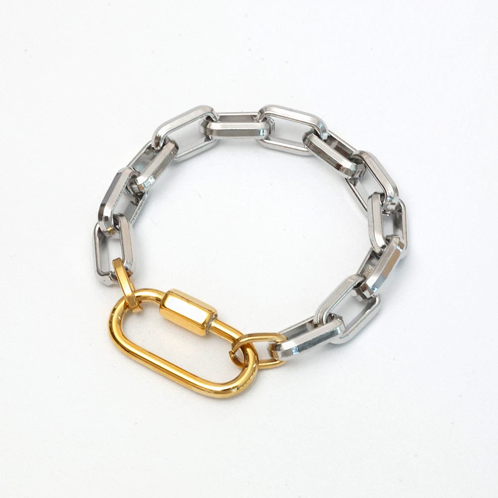 18K Gold-Plated Carabiner Necklace | Waterproof Stainless Steel Chain with Zircon Star Charm