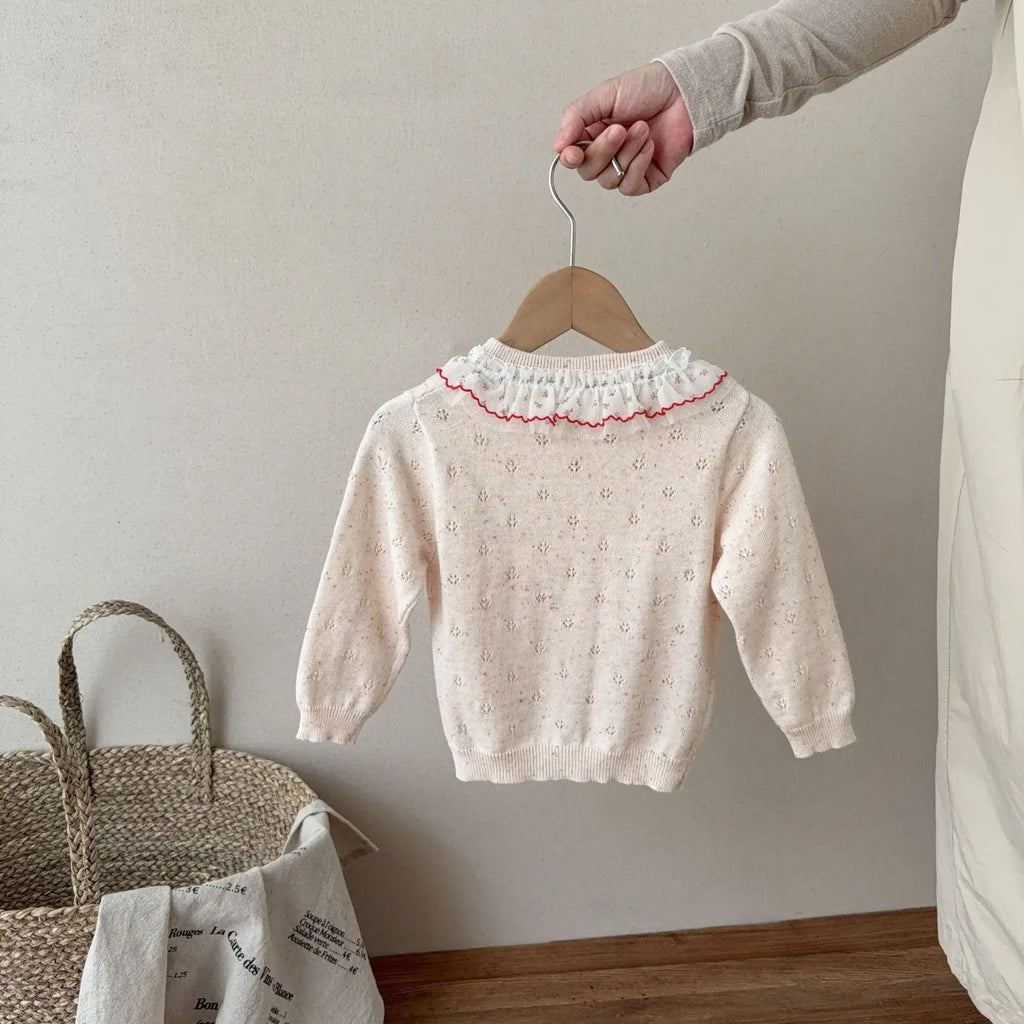 2026 Spring Baby Girls Clothes Single Breast Girls Knitwear Hollow Out Girls Sweaters Thin Style Girls Clothing