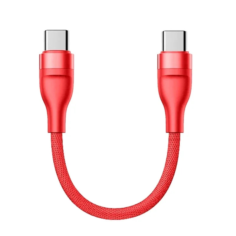 PD60W Type C to Type C Fast Charging Cable 0.25M Short Cable USB C Data Cord for Power Bank Phone Tablet Laptop Portable Charge