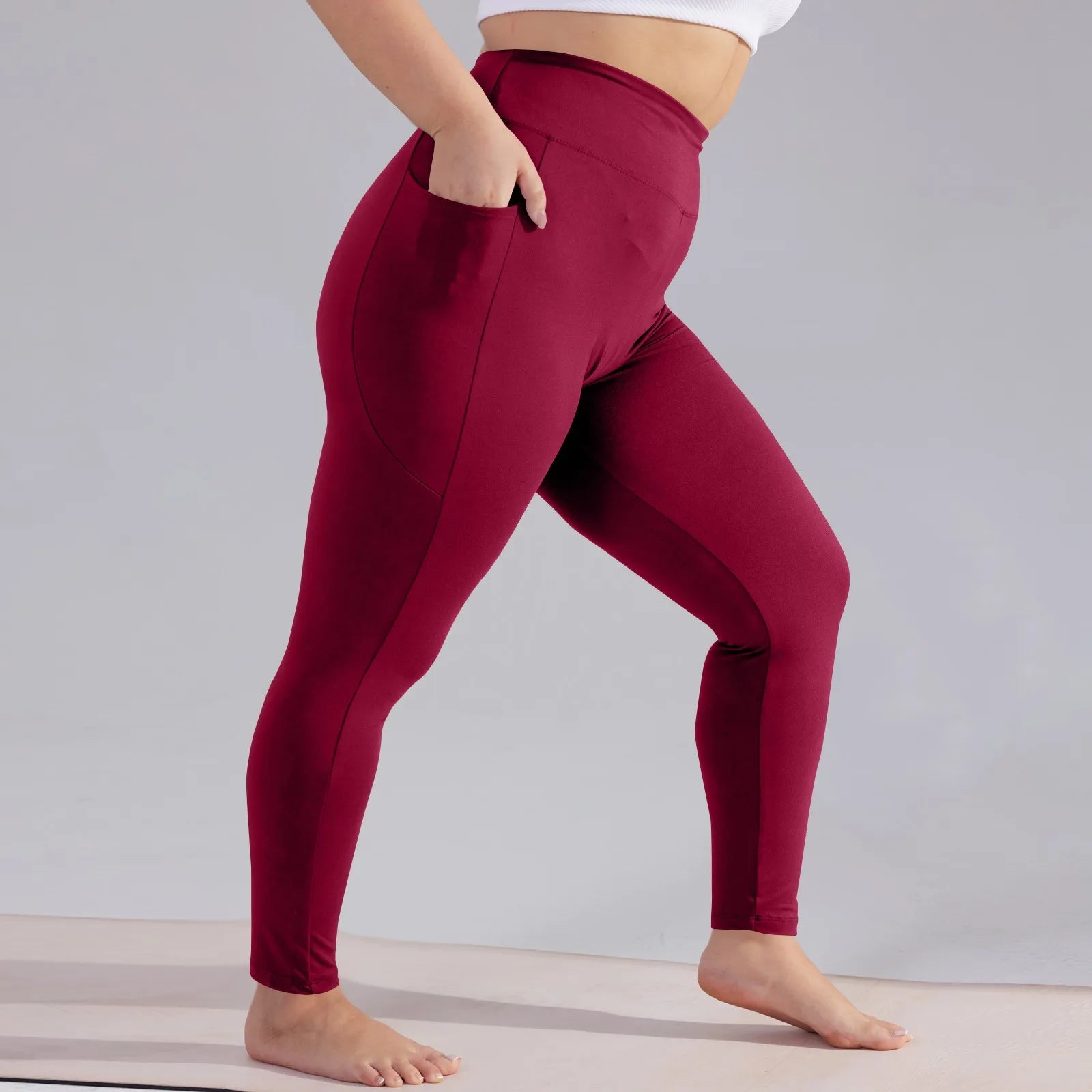 Plus Size Women’s High-Waisted Yoga Pants with Pockets – Hip Lift Athletic Leggings