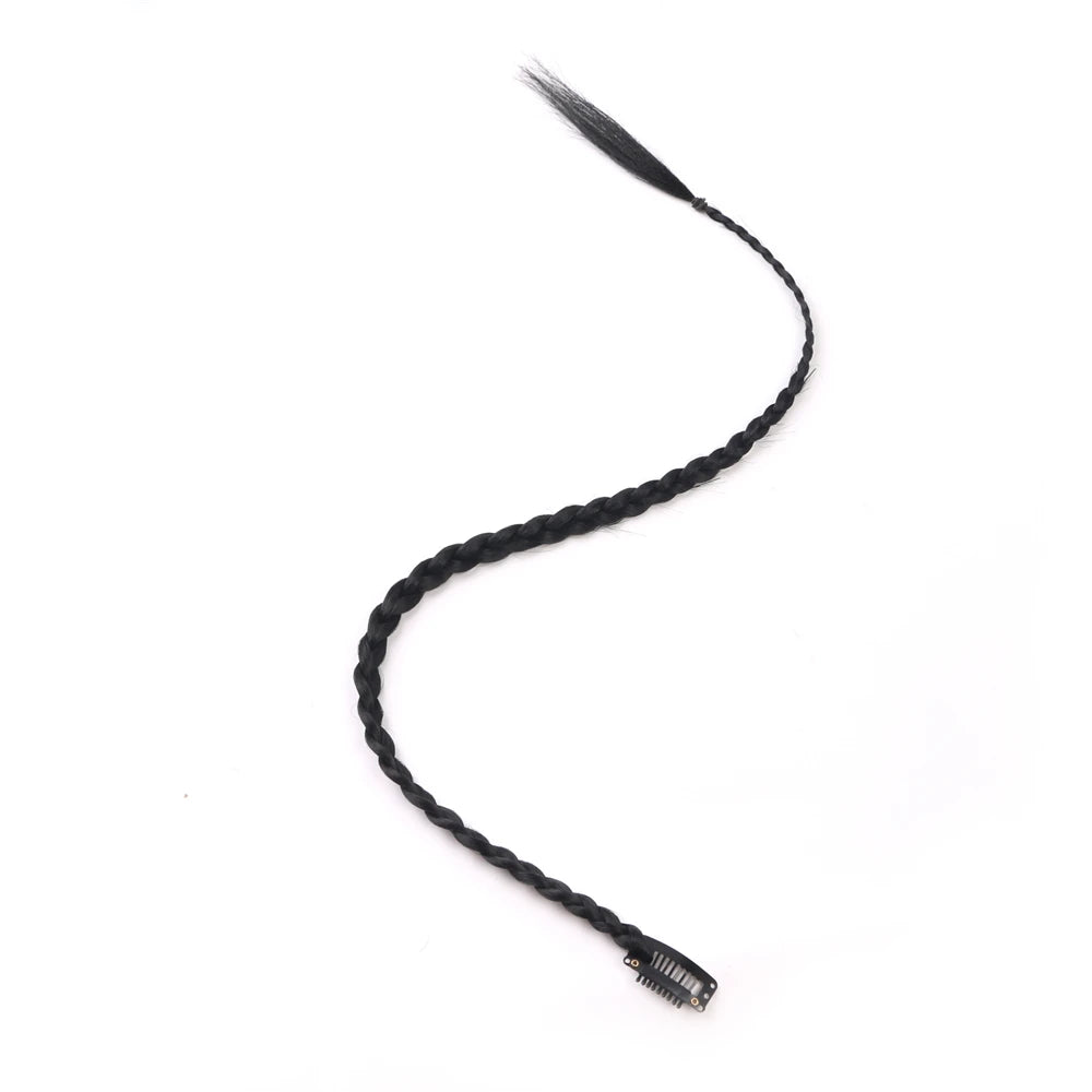 Synthetic 5 Pcs/Lot Clip-in Extensions For Women Ponytail Rainbow Braid Hair Extension 22'' Ombre Hairpiece Box Braid With Clip