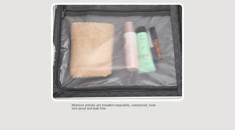 Suitcase Front Opening Pocket Aluminum Alloy Frame Rolling Luggage with USB Charging Plug Trolley Carry-on Case Bag with Wheel