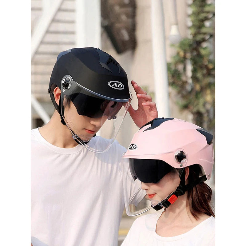 Motorcycle Helmet with LED Lights | Adjustable Electric Scooter & Moped Half Helmet for Men and Women