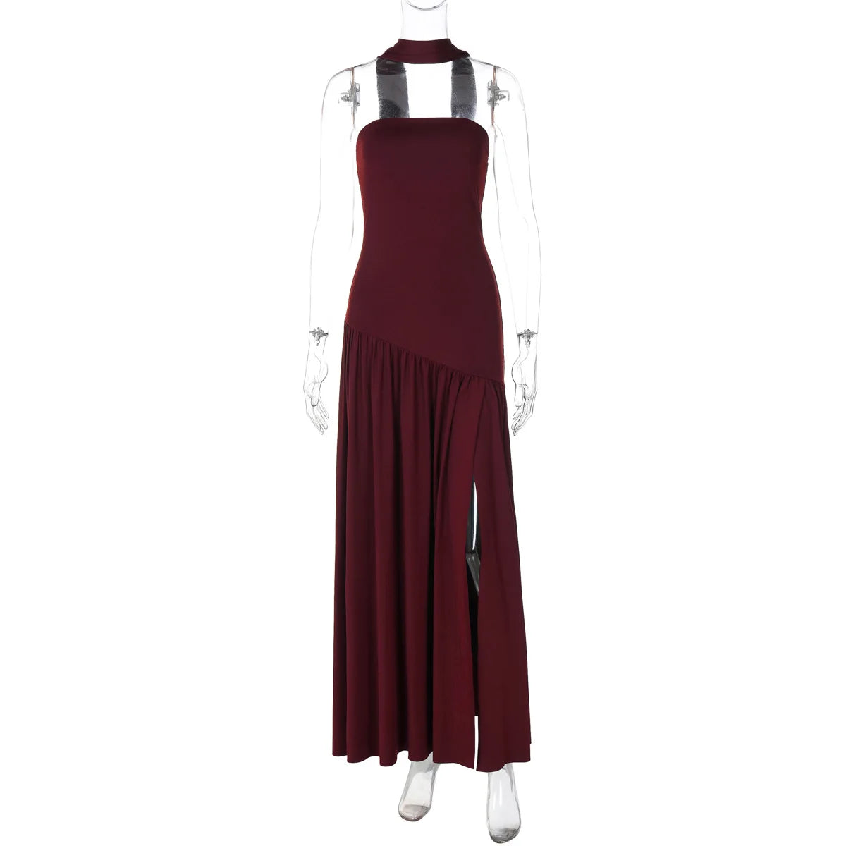 Giyu Sexy Evening Party Dresses Women 2025 Autumn Summer Maxi Long Dress Elegant Strapless Split Backless Pleated Dress