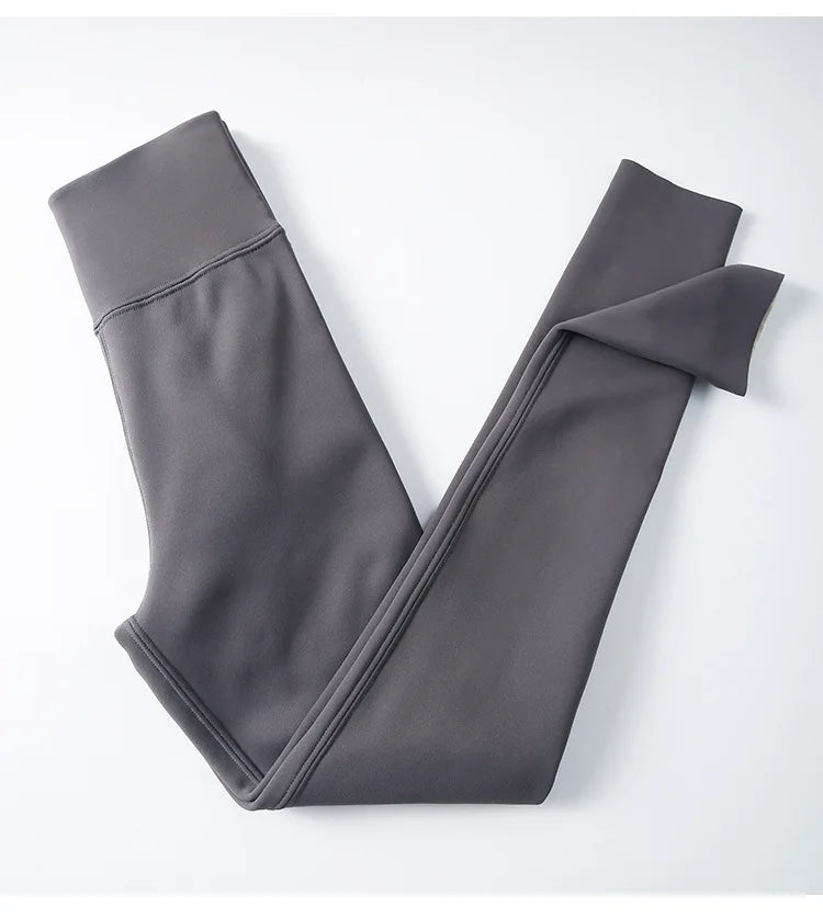 BIVIGAOS Snowflake Velvet Warm Sharkskin Leggings — Fleece-Lined High-Waist Winter Pants for Women