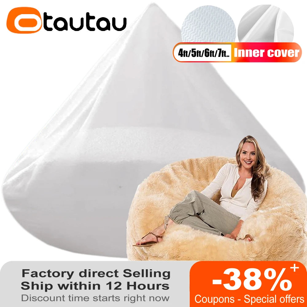 OTAUTAU Large Bean Bag Chair Sofa Cover Without Filler Lazy Corner Seat Beanbag Couch Has Replacement Sofa Inner Liner for Sale
