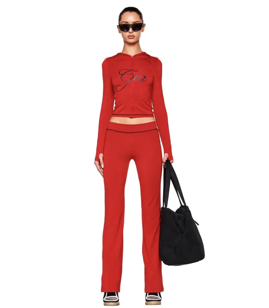 Women’s Hooded Zip Jacket & Pants Yoga Set – Slim Fit With Utility Pockets