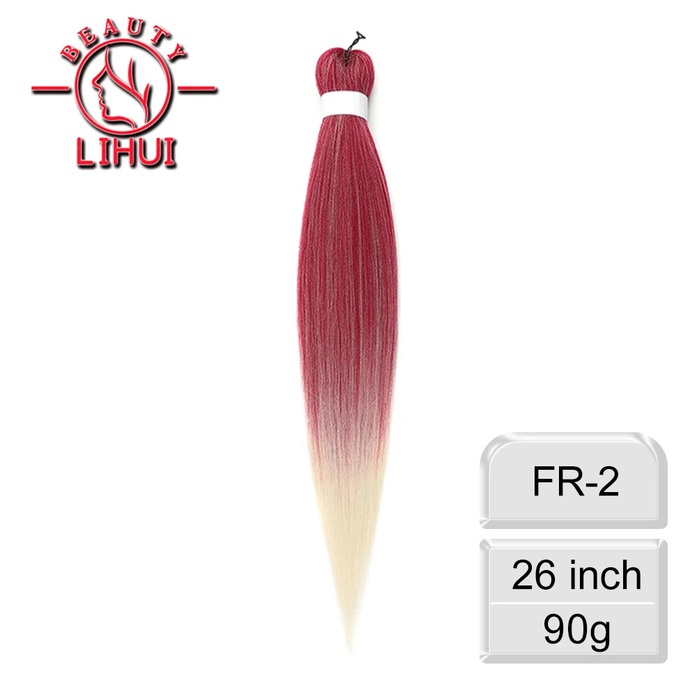 LIHUI Pre-Stretched Jumbo Braids — 26" 90 g Synthetic (Red/Pink, Frosted Colors)