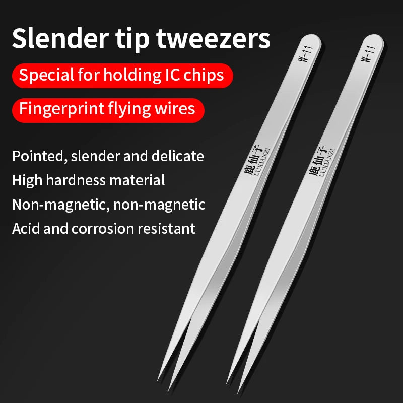 LUXIANZI Non-magnetic Stainless Steel Tweezers For Phone Circuit Repair Hand Tool Precision Flying Wire Industrial Forceps