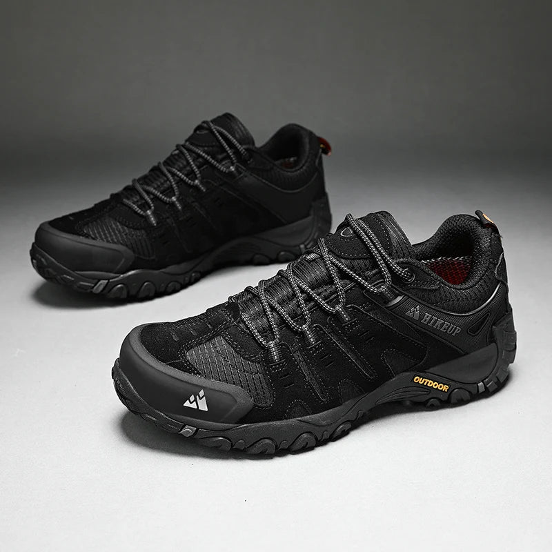 HIKEUP Men's Hiking Shoes Suede Leather Outdoor Shoes Wear-resistant Men Trekking Walking Hunting Tactical Sneakers