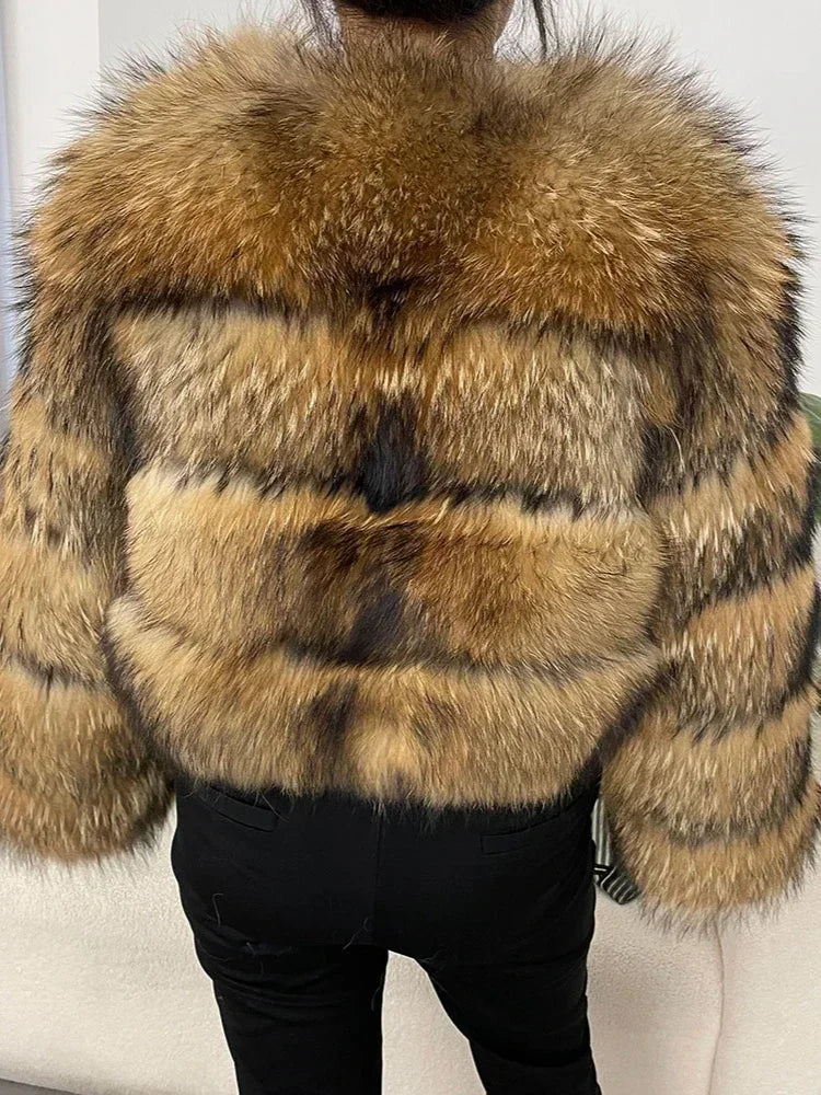 OFTBUY 2024 Winter Real Natural Raccoon Fox Fur Women Coat Short Leather Thickened Warm Jacket Elegant Fashionable Overcoats
