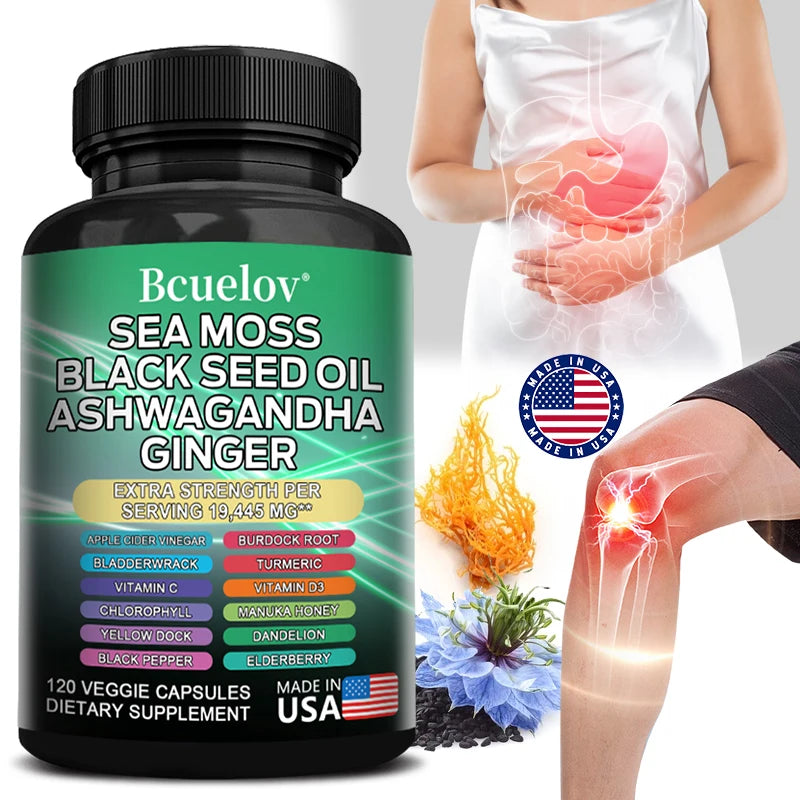Bcuelov Black Cumin Seed Oil + Vitamin C & Mineral Complex — Thyroid, Immune & Vitality Support (120 Capsules)