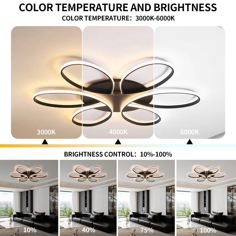 LIMIT LIGHT 6-Ring Modern LED Ceiling Lamp | Dimmable Flower Design