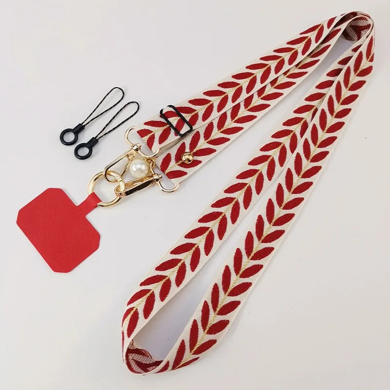 Long Mobile Phone Lanyard with Pearl Pendant Charm - Anti-Loss Strap Clip Two Small Ropes in Multiple Colors to Choose From