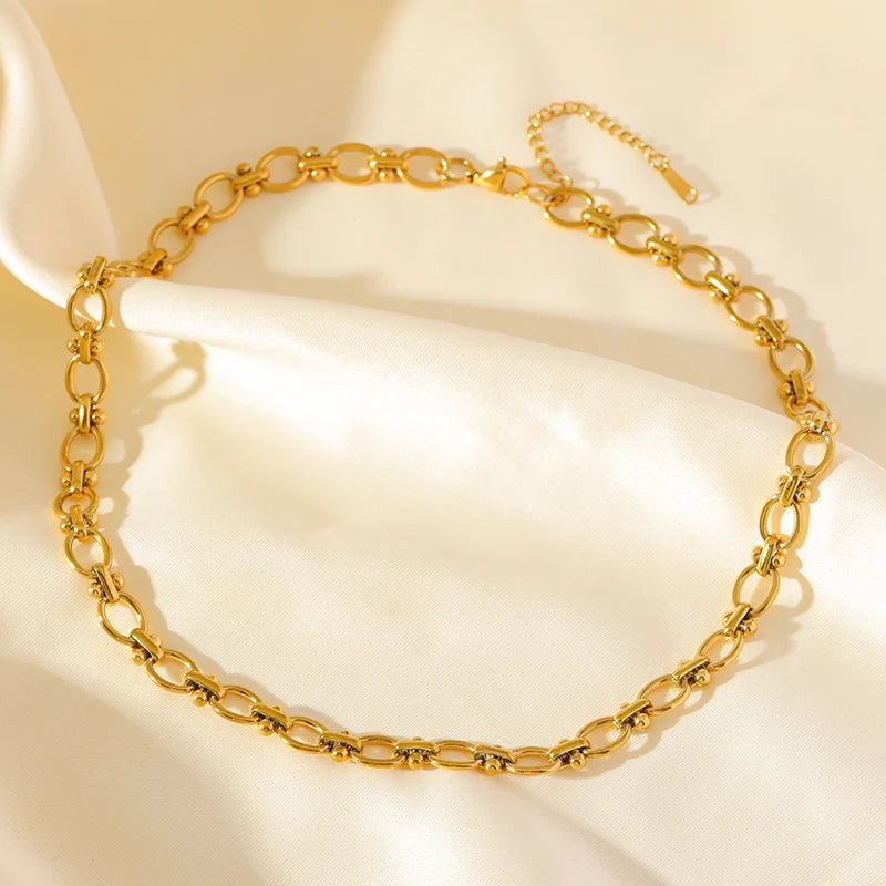 316L Gold Stainless Steel Chain Necklace | Trendy Punk Waterproof Jewelry for Women