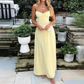 Casual Women High Waist A-line Sling Dress Sleeveless Cinched-waist Pleated Slim Long Dresses 2026 Lady Vacation Street Gowns