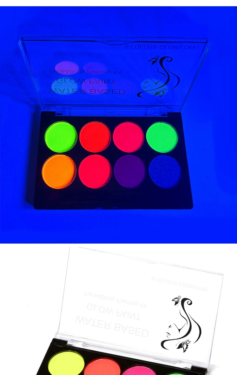 8 Colors Glow Fluorescent Neon Oil Face Body Art Paint UV Glow Oil Painting Halloween Party Fancy Dress Beauty Makeup Cosmetics
