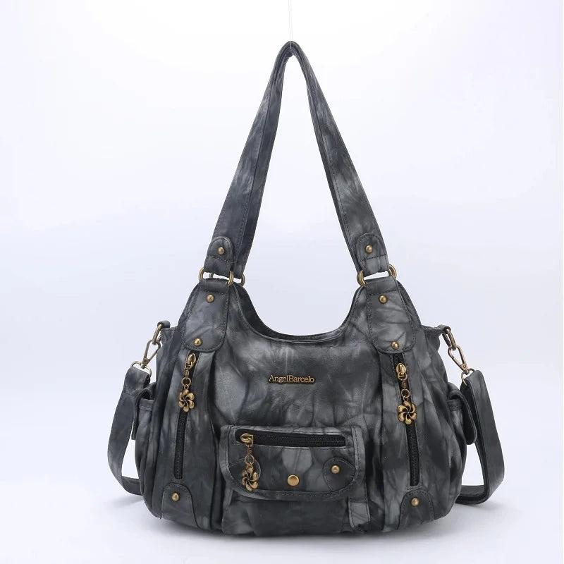 Women Handbags Satchel Top-handle Handbag Small PU Shoulder Bag 12.5”x4.4” Dumpling Pack Multi-pockets Shoulder Bags