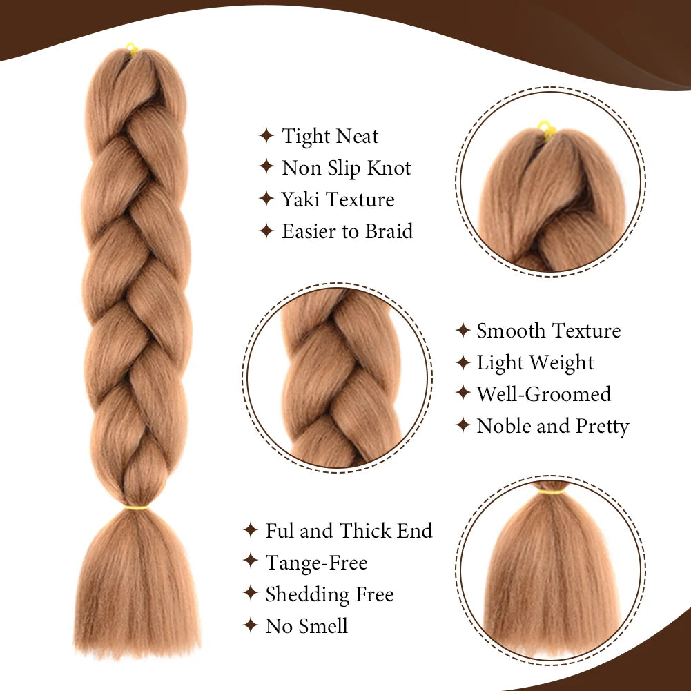 Jumbo Braids Extensions — 24" Synthetic Kanekalon Yaki Straight (Afro Ombre Piano Color)