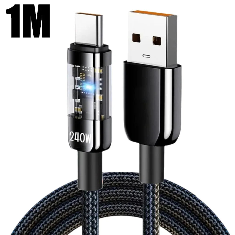 240W Super Fast USB A To Type C Cable USB C Charge For Xiaomi Huawei Samsung Mobile Phone Quick PD Cable Adapt For iPhone 15/16