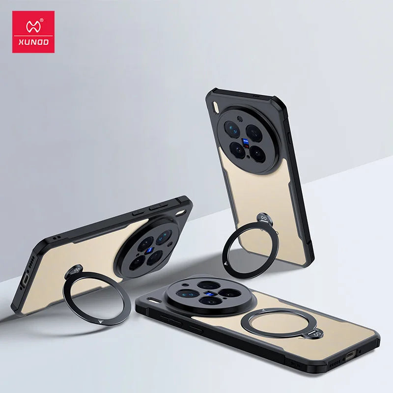 Xundd For VIVO X300 X300 Pro Ultra Case,Airbag Anti-drop Shell Acrylic+TPU Back Stripes Transparent Cover With Magnetic Stand