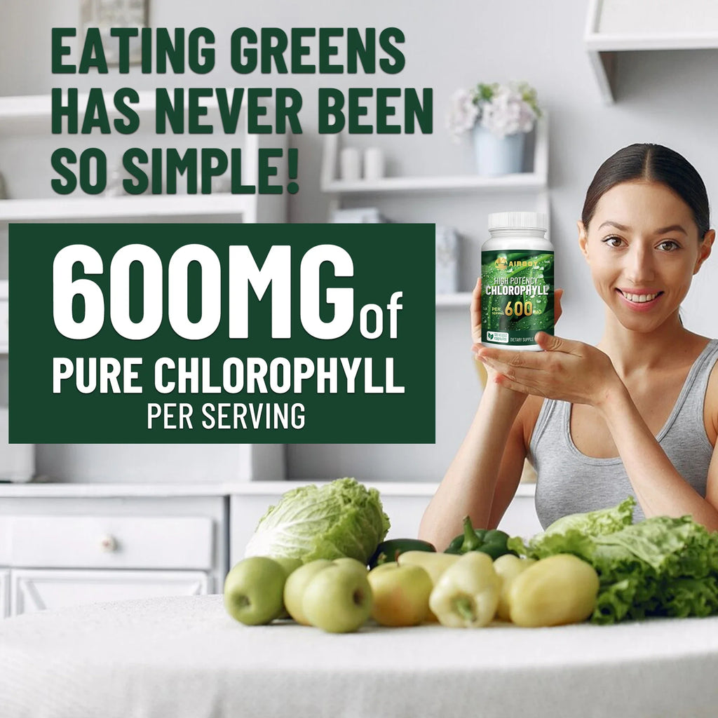 Chlorophyll Supplement 600mg - Smelling Breath, Skin Health, Remove Body Odor Naturally - 120 Capsules