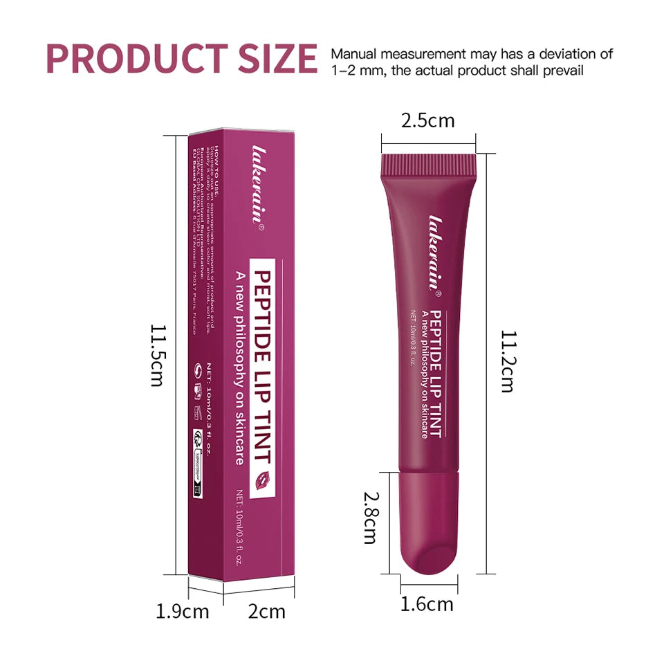 Lakerain Peptide Lip Tint — Fragrance-Free Tinted Lip Serum Gloss (10 ml)