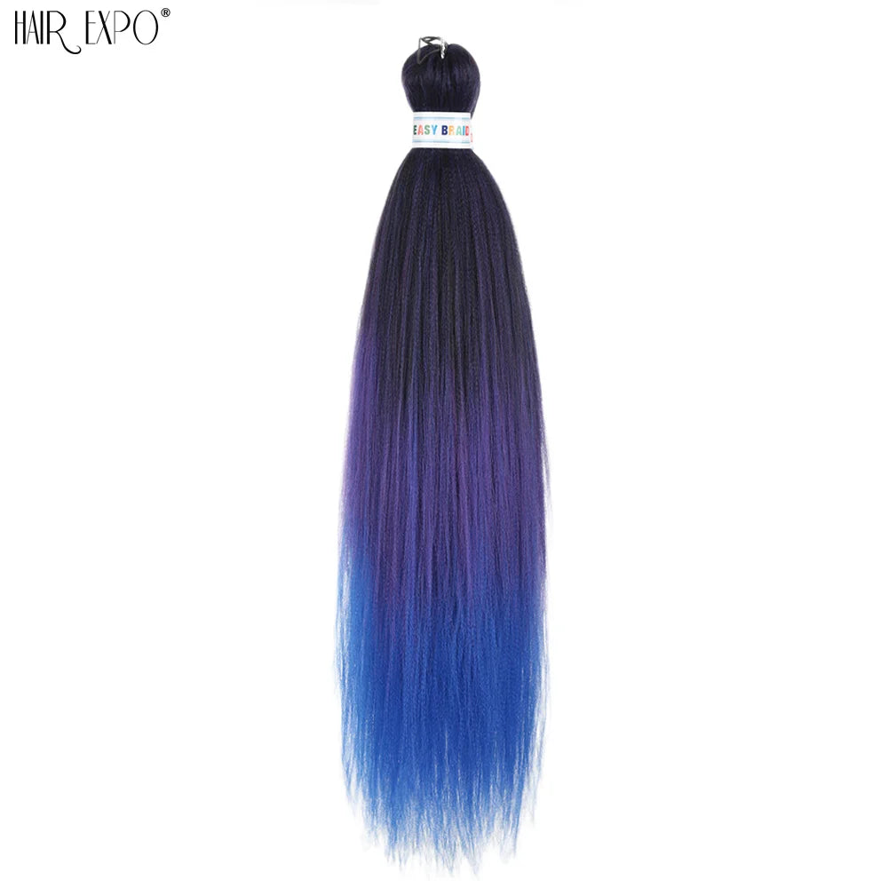 26Inch Easy Braids Hair Synthetic Colourful Pre Stretched Braiding Hair Extensions Jumbo Braids Ombre Yaki Long Straight Hair