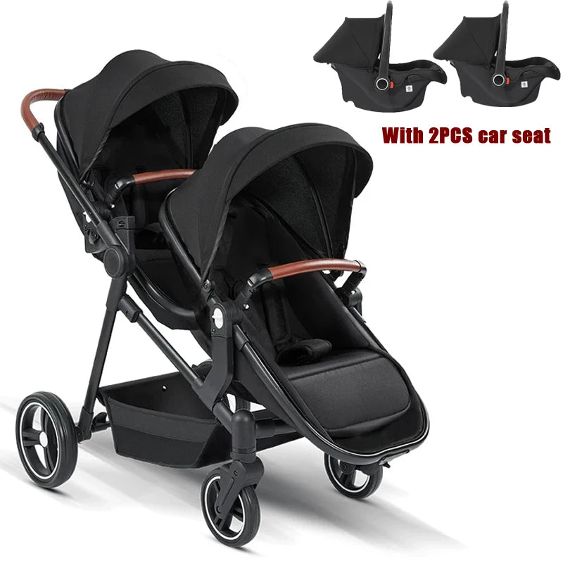 3in1 Twins baby stroller with car seat Lightweight small folded carry on baby carriage multifunctional baby strollers