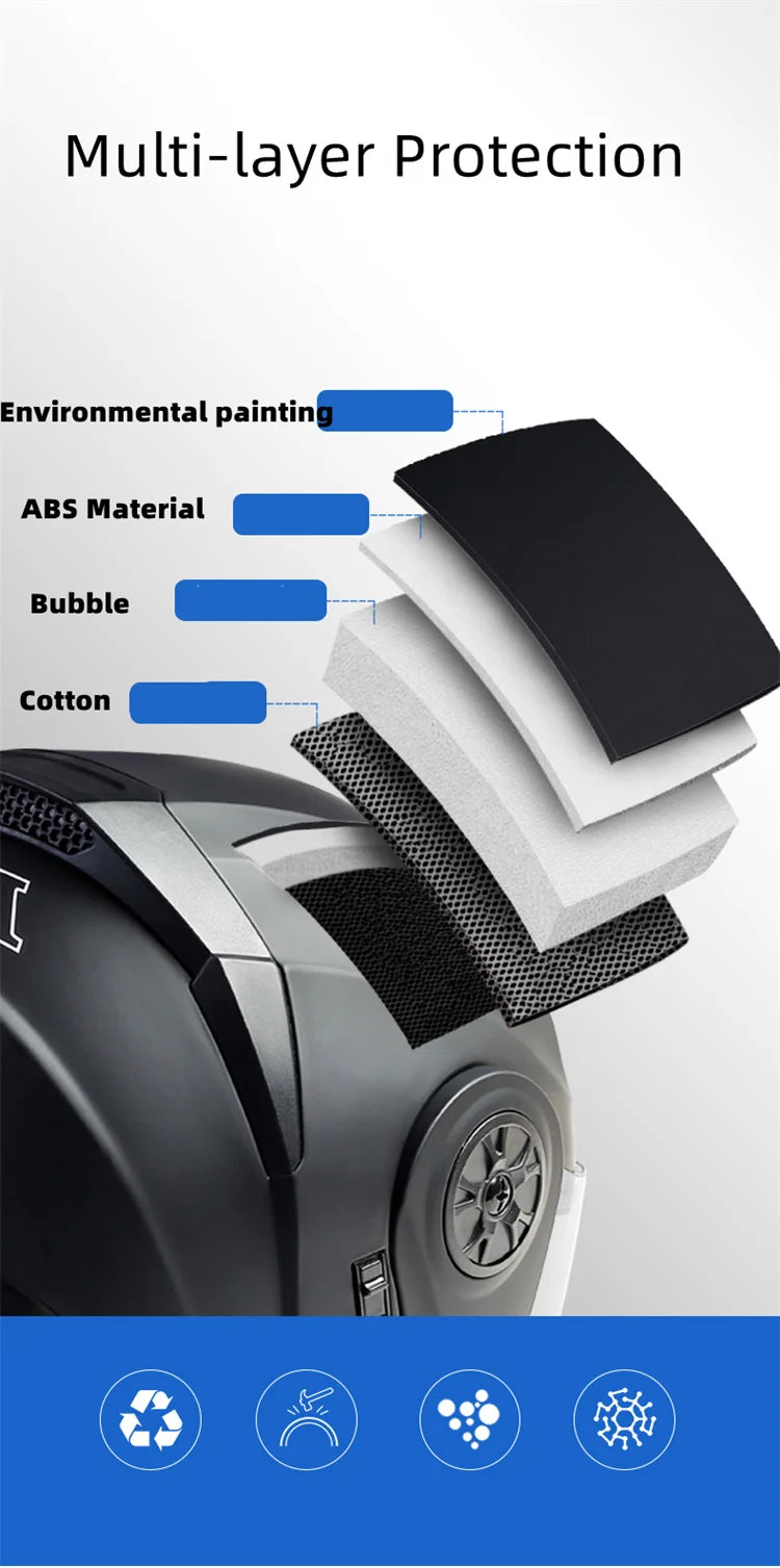 BLD Modular Flip-Up Motorcycle Helmet (DOT, Dual Lens) – Unisex, 1.1 kg