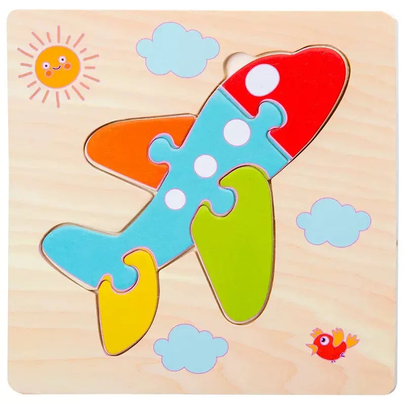Wooden 3D Puzzles Tangram Shapes Learning Educational Cartoon Animal Intelligence Jigsaw Toys For Children Gift