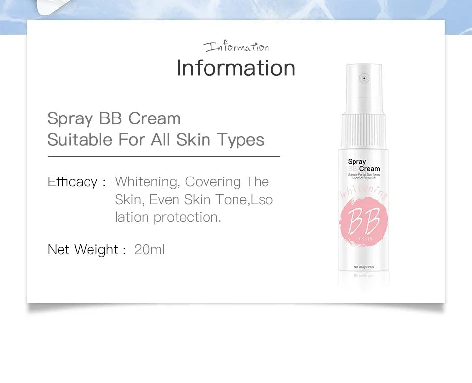 BB Cream Whitening Moisturizing Base Spray Waterproof Concealer Brighten Face Beauty Skin Care Foundation Makeup Korean Cosmetic