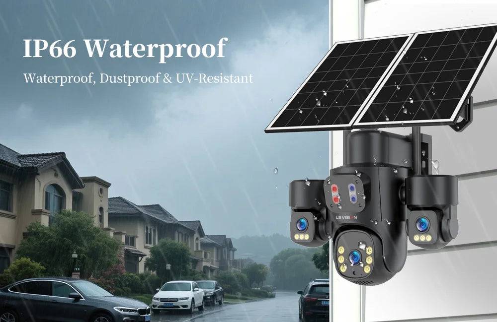 LS VISION AOV/PIR 3-Screens Solar Camera Optical Zoom Outdoor