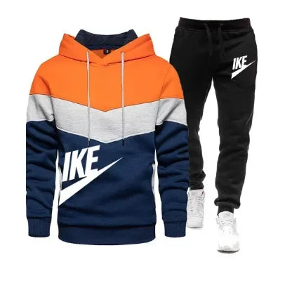 A new autumn and winter fashion combination hooded sweatshirt and sweatpants two-piece men's casual fitness jogging set