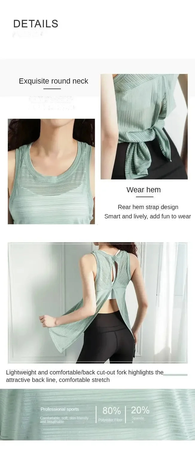 Fitness Yoga T-shirt Top Sexy Open Back Sport T-shirt Women Gym Tank top Loose Sportswear Breathable Workout Tank Top Sleeveless