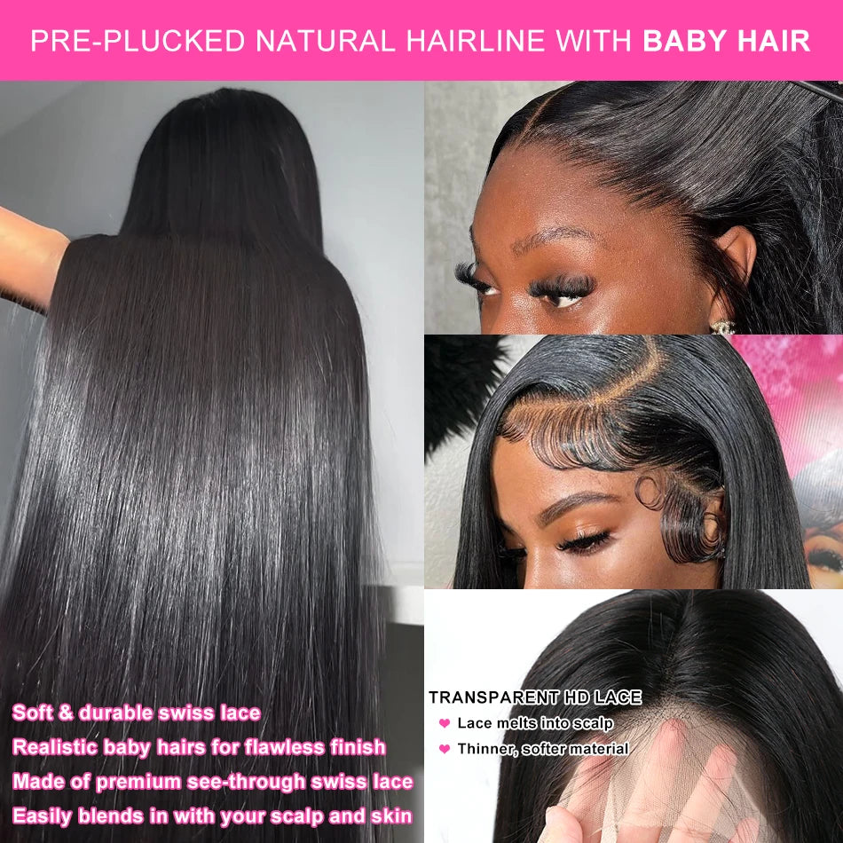 Rosabeauty 30 40 Inch Straight Human Hair Wigs Hd Lace Wig 13x6 Human Hair Bone Straight Lace Frontal Human Hair Wigs For Women